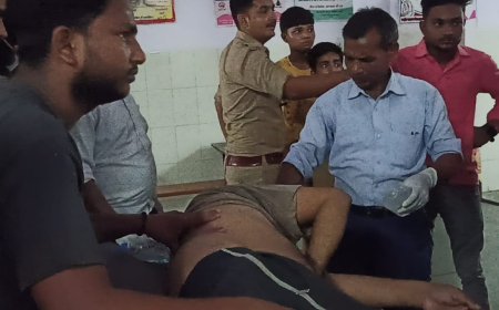 जानवर की चपेट में आने से बाइक सवार घायल,रेफर---
