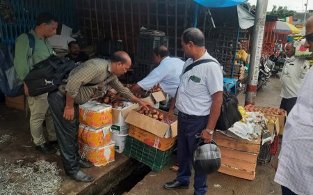 फ़ूड विभाग ने महेवा मंडी से लिए फलों व सब्जियों के नमूने---