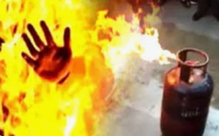 सिलेंडर फटने से पांच झुलसे,मकान छतिग्रस्त