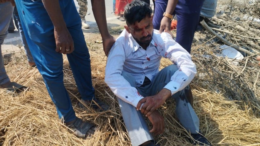 अनियंत्रित वाहन की ठोकर से बाइक सवार घायल