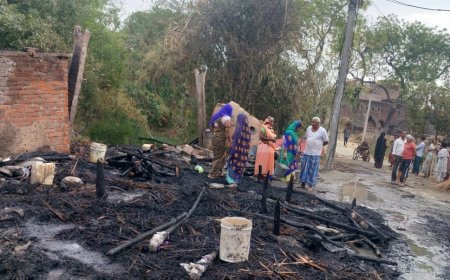 शार्ट सर्किट से लगी आग में गृहस्थी का सामान राख