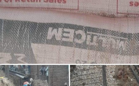 नाला निर्माण में घटिया सामग्री प्रयोग करने का आरोप, भड़के कस्बा वासी