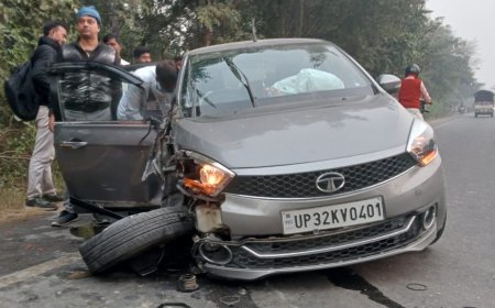 कार व डीसीएम की भिड़ंत में कार चालक घायल