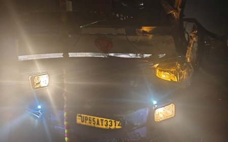 पहिया पंचर होने से सड़क किनारे खड़ी थी गन्ना लदी ट्राली, हुआ बड़ा हादसा