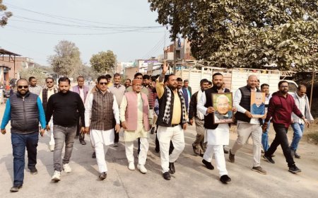 अटल बिहारी वाजपेयी की 100वीं जयंती पर भाजपाईयों ने निकाली पदयात्रा