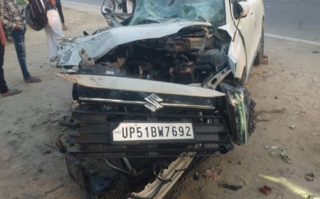 ट्रक व कार में जोरदार टक्कर, कार चालक की मौत