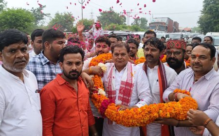 भाजपा क्षेत्रीय अध्यक्ष विनोद राय का ज़ोरदार स्वागत, कारगिल शहीद स्तम्भ पर किया नमन